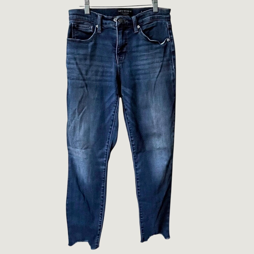 Lucky Brand Mid Rise Ava Skinny Raw Hem Ankle Jeans Womens 8 Length 29 Stretch